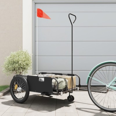 vidaXL Remorcă de bicicletă, negru, textil oxford și fier 94199 foto