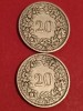 Lot 2 monede Elvetia: 20 rappen 1900 + 1901, T=1.000.000, stari EF/EF+ [poze]. Discount conform descriere [10 - 20 %. Vezi descrierea.]., Europa