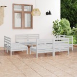Cumpara ieftin Gossi set mobilier de gradina, 8 piese, alb, lemn masiv de pin