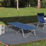 vidaXL Pat de camping pliabil Albastru Metal, Textil Standard Pliabil