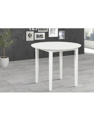 Masa living si bucatarie Sophia, blat MDF, rotunda, structura lemn masiv, 4 persoane, 90x74 cm, alb foto