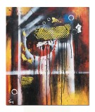 Cumpara ieftin Tablou abstract pictat manual, Interplanetar, 60x50cm ulei pe panza in relief efect 3D, gata de agatat pe perete