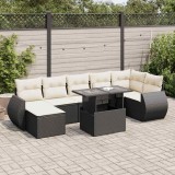 Cumpara ieftin Set mobilier de grădină cu perne, 8 piese, negru, poliratan