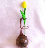SOLIFLOR VINTAGE VAZA STICLA SACHS GLAS LAUSCHA GERMANIA LUCRATA MANUAL 21.5 CM