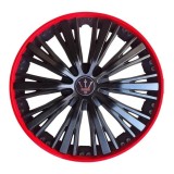 Set 4 capace roti VELAR Pulse Red, design Sport cu accente rosii, ABS