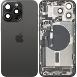 Capac Baterie Apple iPhone 15 Pro Max, Cu Carcasa Mijloc, Full Parts, Negru (Black Titanium), Swap Premium