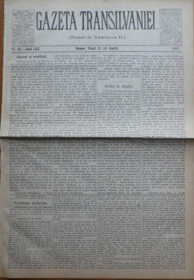 Gazeta Transilvaniei , Numer de Dumineca , Brasov , nr. 84 , 1907 foto