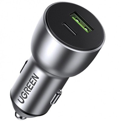 Incarcator Auto UGREEN CD213, 36W, 3A, 1 x USB-A - 1 x USB-C, Gri foto