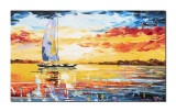 Cumpara ieftin Tablou pictat manual, Velier in bataia vantului, stilizat, 100x60cm ulei pe panza in cutit efect 3D, Spectaculos