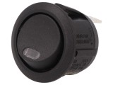Intrerupător Rocker SPST 10A/250VAC, negru, cu LED roșu - R13-112-AC
