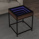 VidaXL Măsuță de cafea cu LED infinity, stejar maro, 40x40x51 cm