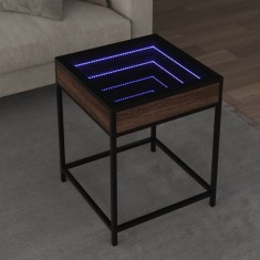 vidaXL Măsuță de cafea cu LED infinity, stejar maro, 40x40x51 cm 847676