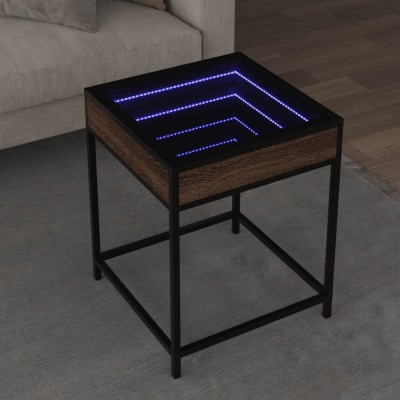 vidaXL Măsuță de cafea cu LED infinity, stejar maro, 40x40x51 cm foto