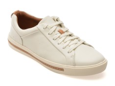 Pantofi sport CLARKS albi, UN MAUI LACE, din piele naturala