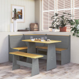 VidaXL Set mobilier bucătărie, 3 piese, maro miere&amp;gri, lemn masiv pin
