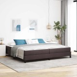 Cumpara ieftin Pat cu arcuri cu saltea Maro &icirc;nchis 200 x 200 cm țesătură