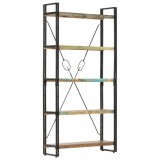 VidaXL Bibliotecă cu 5 rafturi, 90 x 30 x 180 cm, lemn masiv reciclat