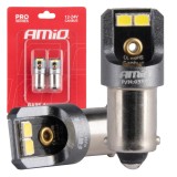 Becuri auto LED Canbus PRO T4W BA9S 4x2016 SMD albe 6000K 12V/24V AMiO, fara efect de palpaire, durata de viata pana la 50.000 ore