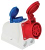 Priza trifazica aplicata 5 poli 3P+N+E 16A cu priza monofazica schuko 16A IP44 cablata in interior, METE