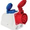 Priza trifazica aplicata 5 poli 3P+N+E 16A cu priza monofazica schuko 16A IP44 cablata in interior