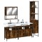 Gossi set mobilier de baie, 4 piese, stejar fumuriu, lemn prelucrat
