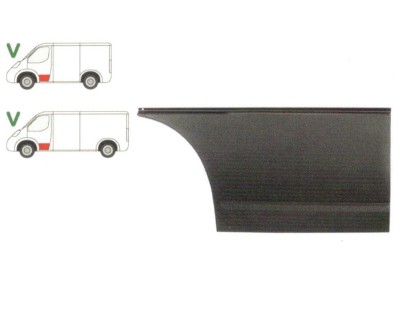 Panou reparatie usa VW TRANSPORTER (T4)/CARAVELLE/MULTIVAN, 07.1990-.2003 model Scurt/Mijlociu, partea stanga, parte inferioara, usa fata, cu 2 nervu foto