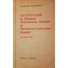 CUVANTARE LA PLENARA COMITETULUI CENTRAL AL PARTIDULUI COMUNIST ROMAN 19 IUNIE 1968