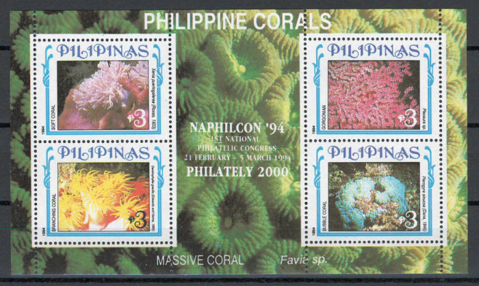 Filipine 1994 2393/96 bl 71 MNH - Corali supratipar NAPHILCON &#039;94
