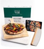 Set Piatra copt, lopata lemn si cutit pizza, DOLCE MARE, 38 cm x 30 cm x 1, 5 cm, Alb, Resigilat, Grad A