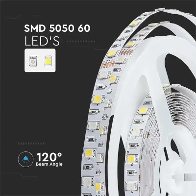 Banda LED SMD5050 60LED/m 357lm/m 8W/m RGB+W alb neutru IP20 5m V-TAC SKU-212552 foto