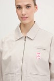 adidas Originals jacheta de bumbac AOP CROP JACKET culoarea bej, de tranzitie, oversize, JC8853