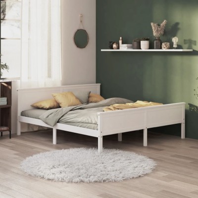 vidaXL Cadru de pat, alb, 180x200 cm, lemn masiv de pin 322186 foto