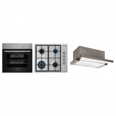 Pachet 3 in 1 Cuptor electric + Plita incorporabila + Hota Pyramis 26 62 Litri Grey Black foto