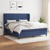 VidaXL Pat box spring cu saltea, albastru, 180x200 cm, material textil