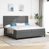 vidaXL Pat cu arcuri cu saltea Gri &icirc;nchis 200 x 200 cm țesătură
