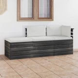 Cumpara ieftin Set mobilier grădină din paleți, 3 piese, cu perne, lemn de pin