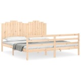 Cadru de pat cu tablie Super King Size, lemn masiv