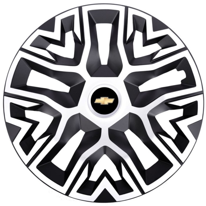 Set 4 Capace Roti 15 &quot; Best Alb-Negru, Compatibile Cu Chevrolet
