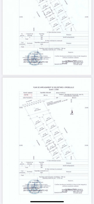 Vand 2 parcele teren 772 mp, Comuna Berceni, Ste Miorita