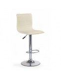 Scaun de bar HM H21, Piele ecologica, Cadru cromat, Inaltime ajustabila, Rotativ, 90 kg, 115x40x42cm, Crem