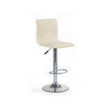 Scaun de bar HM H21, Piele ecologica, Cadru cromat, Inaltime ajustabila, Rotativ, 90 kg, 115x40x42cm, Crem