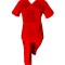 Costum Medical Pe Stil, Rosu cu Elastan, Model Sanda - XL, 2XL