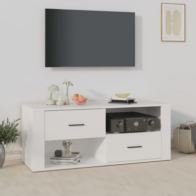 vidaXL Comodă TV, alb, 100x35x40 cm, lemn prelucrat foto