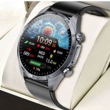 Ceas smartwatch, Valdus VE57 Pro, Amoled 466x466, terapie cu impulsuri, saturatie oxigen si glucoza, EKG, IP68, negru, 2 curele incluse, Otel