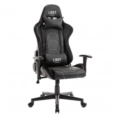 Scaun gaming profesional L33T ELITE ECCENTRIC, piele PU, spuma rece, cotiere 1D, cilindru gaz clasa 4, perna lombara si perna cervicala, negru foto