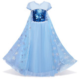 Rochie rochita Frozen Elsa cu volane 3.4,5 ani, 3-4 ani, Bleu