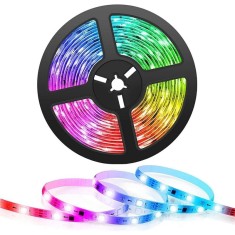 Kit banda LED RGB Smart WiFi Techstar&reg;, SMD 5050, 5m, DC 5V, USB, Control Vocal, Compatibila cu Alexa Amazon si Google Home, Negru