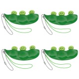 Cumpara ieftin Set patru jucarii antistres IdeallStore&reg;, pastaie de mazare, tip breloc, 6.5 cm, verde