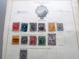 Colecție timbre clasice Bolivia 1867&ndash;1871 pe pagină de album filatelic &ndash; 9 timbre originale -A42
