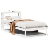 Cumpara ieftin Cadru de pat fara saltea, alb, 75x190 cm, lemn masiv de pin